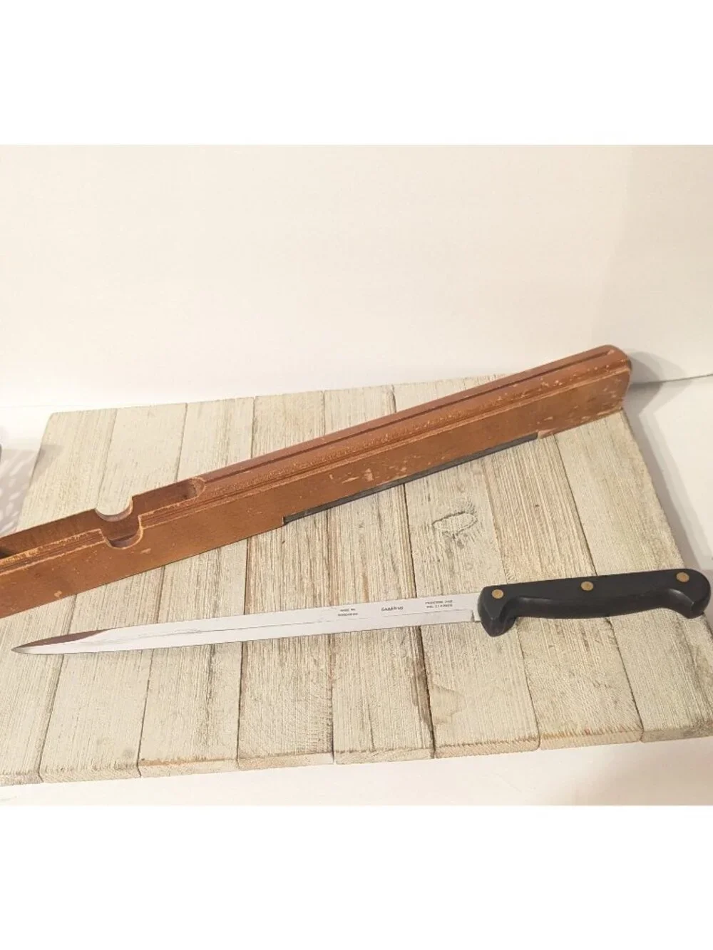 Case XX Chromium CA223-10 Knife Wood Holder Sharpening Stone 10-1/2